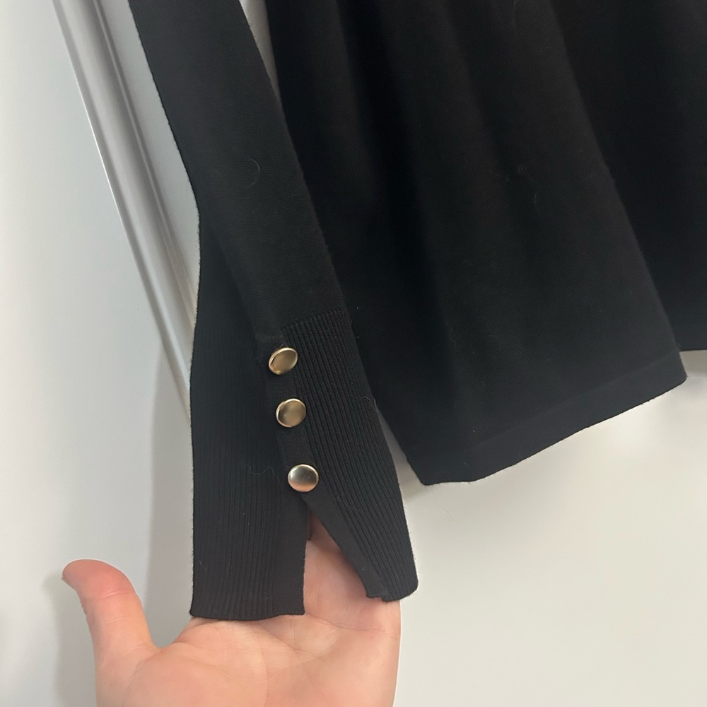 Chicos Black Sweater Top Long Sleeve Buttons Small